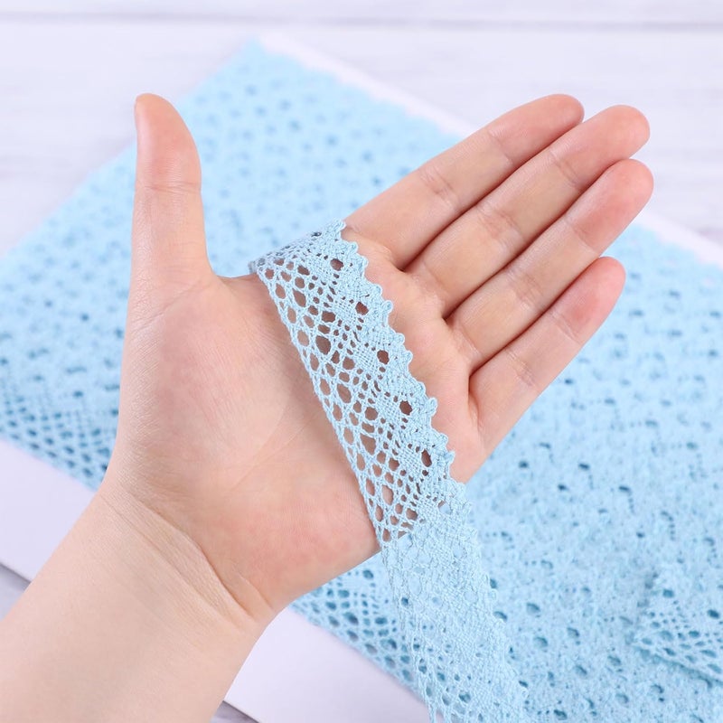 DYSHIPEN 20 Yards x 1 Inch Lace Ribbon Vintage Lace Trim Crochet Cotton Lace Edge for Christmas Package DIY Sewing Wedding Bridal Dress,Costume,Crafts and Sewing (Blue) - Image 4